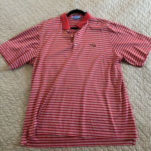 Fairway & Greene Red Striped Golf Polo Pureformance